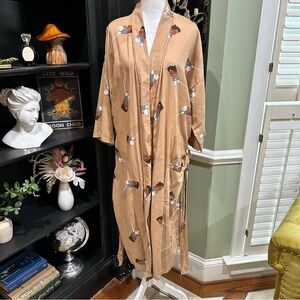 Vintage Robe Makers Tan Horse Print Kimono Robe – One Size - Unisex